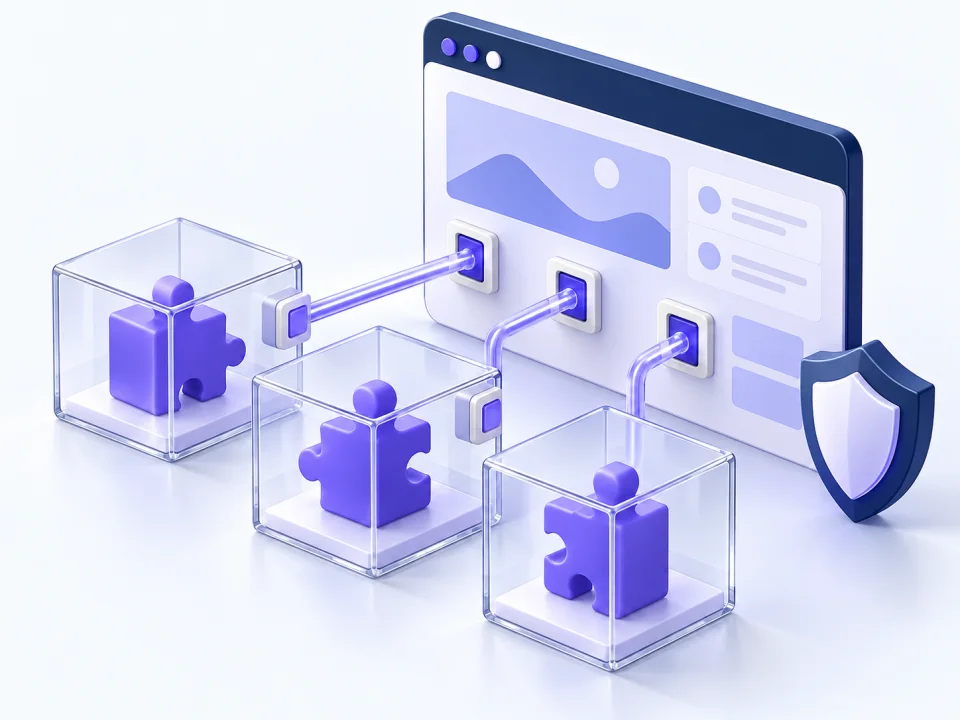 サイトと、透明なボックスに分離されたプラグインがつながっているイラスト