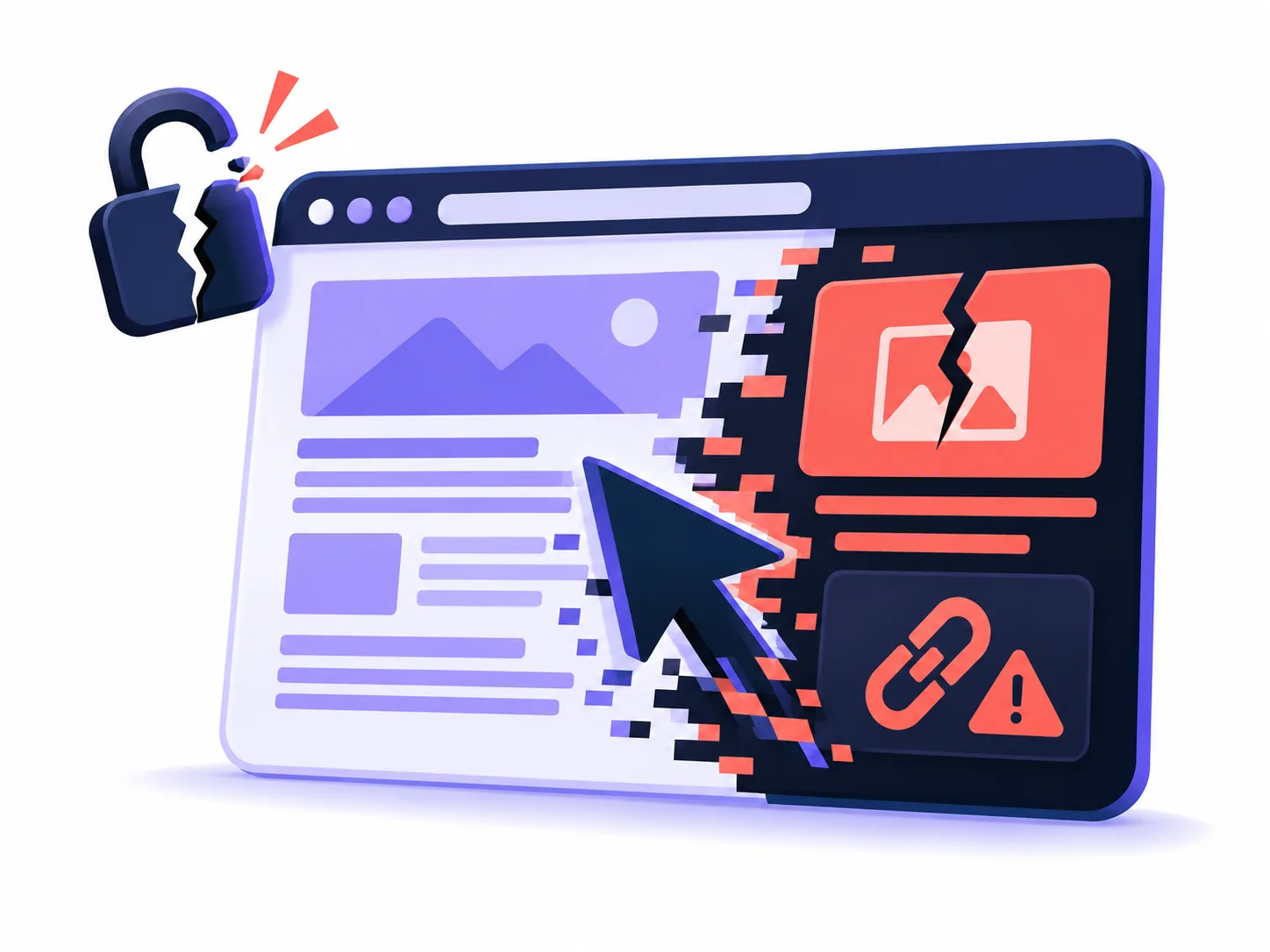 サイトの表示やリンクが不正に書き換えられるイラスト